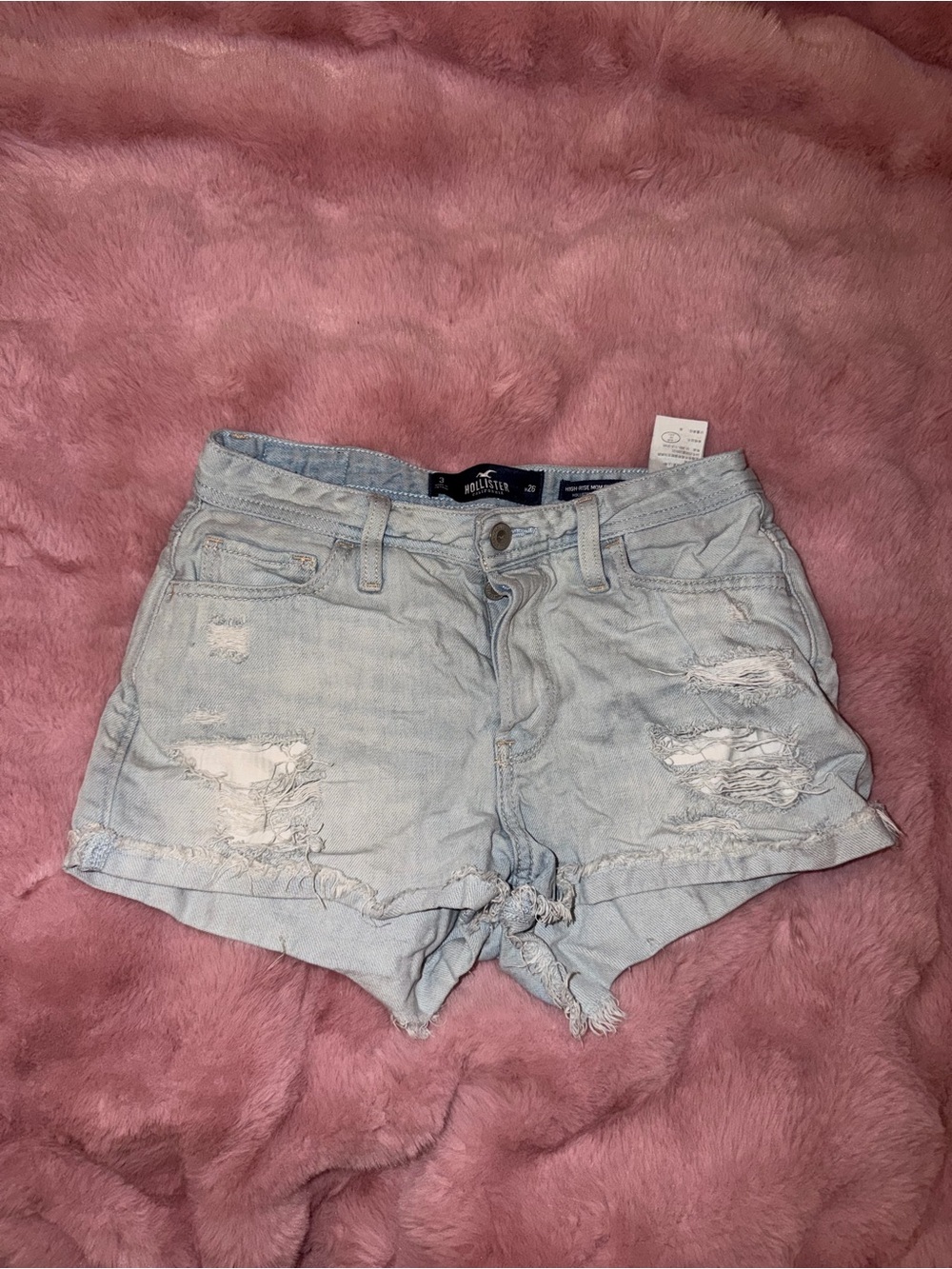 Hollister Light Blue Distressed Denim Cutoff Shorts